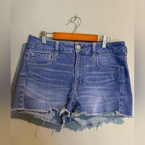 American Eagle Outfitters Blue Jean Shorts Frayed Hem